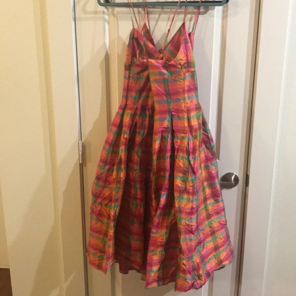 Isaac Mizrahi for Target Plaid Silk Party Dress M - Picture 6 of 8